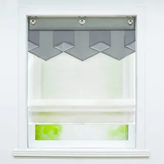 Joyswahl Voile Ösenrollo Modernes Raffrollo mit farbigem Abschluss »Anita« Wohnzimmer transparentes Raffrollo mit Hakenaufhängung, ohne Bohren BxH 80x140cm Grau 1er Pack