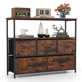 Fantask Kommode mit Schubladen aus Stoff 100 x 30 x 80 cm 2-tlg. braun