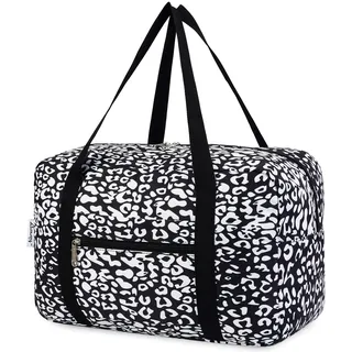 Narwey 20L Ryanair Handgepäck 40x30x20, Ryanair Handgepäck Tasche 40x20x25 Faltbare Klein Reisetasche Handgepäck Damen & Weekender Damen Herren (Schwarzer Leopard)
