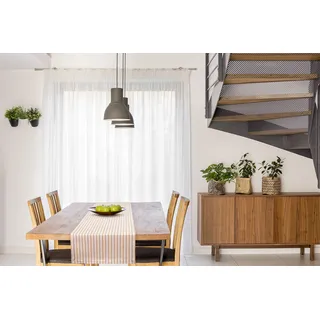 FILU Tischläufer 40 x 150 cm Beige/Weiß gestreift (Farbe und Größe wählbar) - hochwertig gefertigter Tischläufer aus 100% Baumwolle im skandinavischen Landhaus-Stil