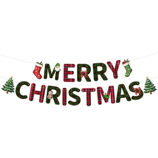 DazzJoy Merry Grinchmas Girlande, Christmas Garland mit Weihnachtsbaum, Weihnachtsstrumpf, Girlande Weihnachten Deko, Weihnachtsgirlande Papier, Weihnachtsbanner Deko für Weihnachtsdeko, Silvester