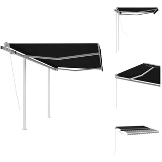 vidaXL Markise Automatisch Einziehbar mit Pfosten 3x2,5 m Anthrazit - Markisen - Grau