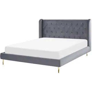 Beliani Polsterbett Grau Forbach - Textil , 140x200 cm , Schlafzimmer, Betten, Polsterbetten