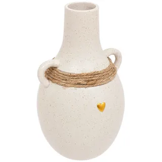 Atmosphera Createur d ́interieur Keramikvase Floral 22 cm , Weiß , Keramik , 22 cm , Dekoration, Vasen, Keramikvasen