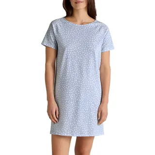 CALIDA Favourites Kurzarm-Nachthemd Damen, aus Baumwolle, pflegeleicht, dekorativer Schlitz am Saum, Länge 90cm