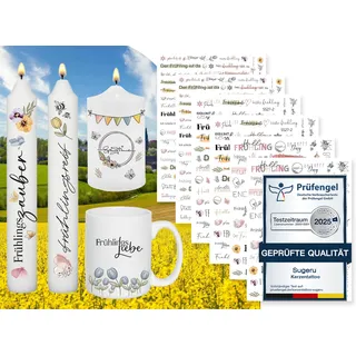 Sugeru 6 PCS Kerzentattoo frühling (200+ Muster),Kerzenfolie | wasserschiebefolie kerzen | frühling deko | fenster aufkleber sticker | Kerzen frühlings dekoration fensterbilder ostern (FrühlingsII)