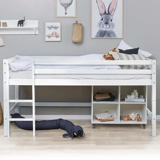 Hoppekids Halbhochbett ECO Dream MY COLOR 90 x 200 cm Kiefer massiv weiß