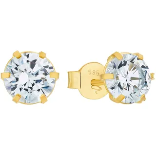 Amor Paar Ohrstecker AMOR "2028609", gold (goldfarben,weiß, kristallweiß), Ohrringe, Damen, Gelbgold 585, mit Zirkonia (synth.)