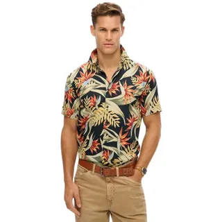 Superdry Hawaiian Print Kurzarmhemd - Bird Of Paradise Navy - L