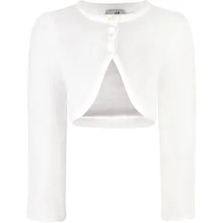 Strickjacke HAPPY GIRLS "cardigan", Mädchen, Gr. 110, weiß, Feinstrick, Obermaterial: 100% Baumwolle, unifarben, figurbetont kurz, Rundhals, Strickjacken Strickjacke