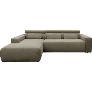 DOMO collection Ecksofa »Brandon B/T: 289/177 cm, belastbar bis 140kg/ Sitz, L-Form« mit Sitztiefenverstellung, Cord, schlamm DOMO collection