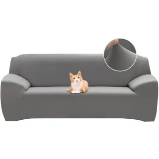 Jaotto Sofabezug 3 Sitzer Elastischer Stretch Spandex Sofa Überwürfe Sofahusse Antirutsch Waschbar Sofaschoner Couchbezug für Sofa mit Armlehne,Grau