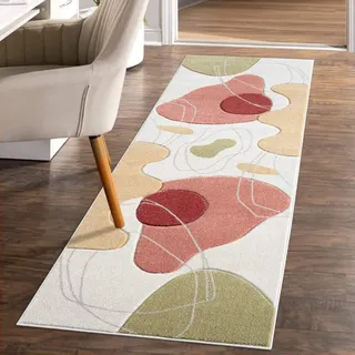 Carpet City Teppich CARPET CITY "BONITO 7158", bunt, B:80cm H:11mm L:300cm, Obermaterial: 100% Polypropylen, Teppiche, Teppich, Läufer, Flachflor, Hochtief-Muster/ 3D-Effekt, Geo-Muster, Wohnzimmer