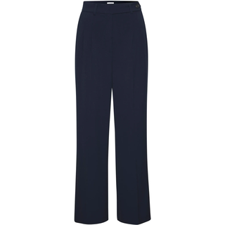 Palazzohose LASCANA "mit weitem Bein aus weicher und leichter Webware", Damen, Gr. 44, N-Gr, blau (marine), Stoff, Obermaterial: 64% Polyester, 32% Viskose, 4% Elasthan, unifarben, figurumspielend lang, Hosen Palazzohose, Sommerhose im Business-Look, elegante Anzughose mit Taschen, Topseller