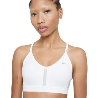 Nike Damen W Nk Df Indy V-neck Sports Bra, White/Grey Fog/Particle Grey, M EU