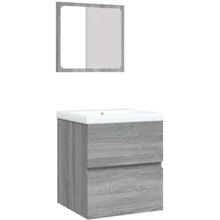 vidaXL Waschbeckenunterschrank mit Waschbecken Spiegel Grau Sonoma - Grau