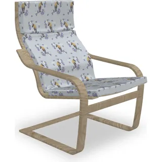 ABAKUHAUS Pferd Poäng Sessel Polster, Tierformen Blumendetails, Sitzkissen mit Stuhlkissen mit Hakenschlaufe und Reißverschluss, Lavendel-Blau-Tan - Bunt