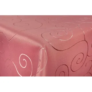 First-Tex Ornament Damast Tischdecke eckig 90x90 rosa Farbecht Hochwertig Lotuseffekt pflegeleicht