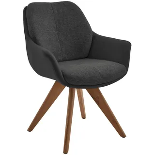 Valnatura Armlehnstuhl , Graphitfarben, Eichefarben , Holz, Textil , Wildeiche , massiv , Stativgestell , 62x83.5x65 cm , Stoffauswahl, Typenauswahl, Sitzfläche 360° drehbar, Gestellauswahl, automatische Rückholfunktion , Holzmöbel, Sitzgelegenheiten Holz, Holzstühle