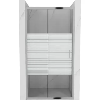 Mexen Apia ausziehbare Duschtür 90 cm, Streifen, chrom - 845-090-000-01-20 - Silber