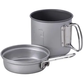 Snow Peak Trek 900 Aluminium-Kochset, grau, leichtes Kochset für Camping, mit einem Topf und einem Deckel, der Sich in eine Bratpfanne verwandelt, sowie Einer Tragetasche für unterwegs.