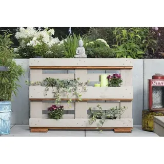 Palettenhochbeet Vertikalbeet Kräuter 120 x 40 x 84 cm cremeweiß