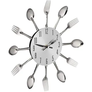 Relaxdays Wanduhr 32,0 cm Besteck schwarz/silber