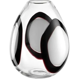 Leonardo Vase , Klar, Schwarz, Weiß , Glas , 20.5x25.2x20.5 cm , handgemacht, zum Stellen, auch für frische Blumen geeignet , Dekoration, Vasen, Glasvasen