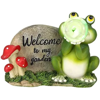 Jauhmui Solar Frosch Gartenfigur 20.5 cm Dekofigur für Garten und Terrasse