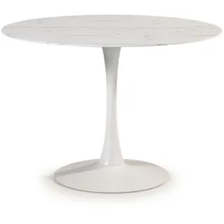 Calicosy Tisch mit glasplatte in marmoroptik - ada 110/110/75 cm , Weiß , Glas , 110x75x110 cm , Esszimmer, Esstische