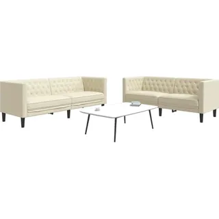 vidaXL 2-tlg. Chesterfield-Sofa-Set Creme Kunstleder - Creme