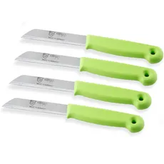 Universal Messer-Set aus Solingen Küchenmesser mit Extra Scharfer Schnittfläche für einen Präzisen Glatten Schnitt Edelstahl Rostfrei Schälmesser Obstmesser Gemüsemesser Grün (4, Lang)