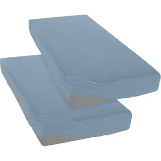 Spannbettlaken Blackberry Single-Jersey 90 x 200 cm taubenblau 2 St.