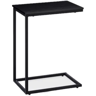 Relaxdays Beistelltisch schwarz, Metallgestell, robust, Melaminplatte, Dekotisch, u-förmiger Couchtisch 60cm hoch, Black