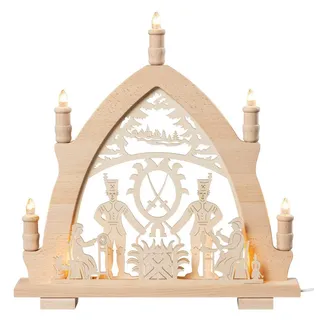 Saico Original LED Schwibbogen »Lichterspitze, Bergleute« Premium LED-Beleuchtung, warmweiß, BxHxT: 41x43x6 cm