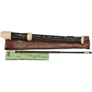 Aulos F-Sopranino Blockflöte Symphony 506B - dunkelbraun /elfenbeinfarbig - deutsche Griffweise, mit Doppellöcher - mit Tasche, Grifftabelle - 3-teilig - mit gebogenem Windkanal