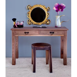 OPIUM OUTLET Schminktisch Telefontisch Schubladentisch Wandtisch Beistelltisch Konsolentisch Flurtisch Massivholz Teak Landhaus-Stil 110 x 45 x 75 cm - Braun