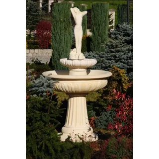 Zierbrunnen Springbrunnen 174cm Skulptur Brunnen Deko Garten Fontaine Teich Neu - Weiß