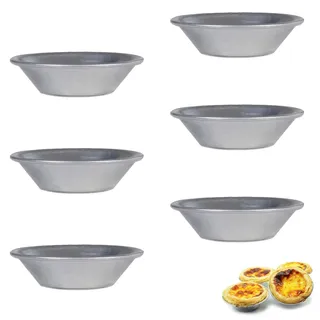 GVSS 6 Stück Pasteisform Nata 7 x 2 cm, Aluminiumfolie Eierkuchenform,Tartelette Förmchen,Tartlettförmchen,Törtchenform aus Aluminium,Wiederverwendbar,für Muffins,Puddings,Gebäck