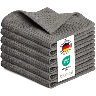 Blumtal® Geschirrtücher 30x30 cm im 6er Set - 100% Baumwolle, bei 60 °C waschbar - Geschirrhandtücher & Abtrockentücher für die Küche - Grau
