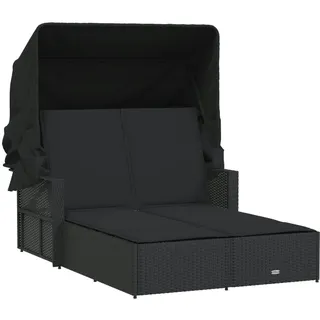 vidaXL Doppel-Sonnenliege 110 x 180/201 x 29 cm Schwarz