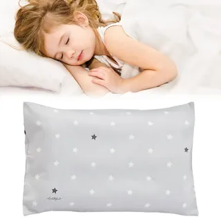 Kopfkissenbezug Kinder, Kissenbezug 40 x 60 cm,Weich Atmungsaktiv, Kinderbezüge mit Reißverschluss, Baumwolle Baby-Kissenbezug, Sterne Grau, für Jungen Mädchen Bettwäsche