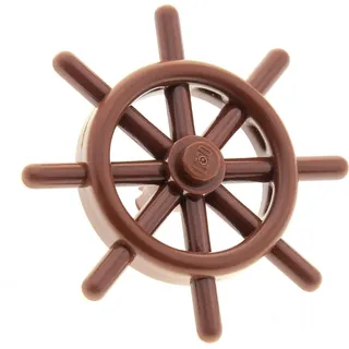 1x Lego Steuerrad 2x4x4 rot braun Pin mit Schlitz Nautik Schiff Boot 52395 4790b - Rot, Braun