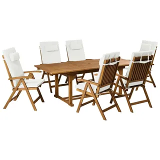 Beliani Gartenmöbel Set 6-tlg. Braun/Cremeweiß