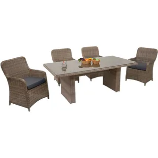 Poly-Rattan Garnitur HWC-E98, Balkon-/Garten-/Lounge-Set Sitzgruppe, Spun Poly halbrundes Rattan MVG