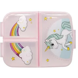 Premium Brotdose Einhorn Lunchbox mit 3 Fächern, Bento Brotbox für Kinder - ideal für Schule, Kindergarten oder Freizeit