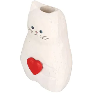 Handgefertigte Holzvase, Heimdekoration, Katzenvase aus Holz, Weiße Katzenstatue aus Holz für das Büro