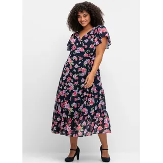 sheego Chiffonkleid Etuikleid Mehrfarbig 48