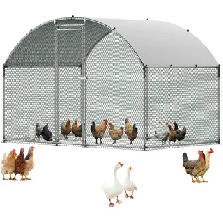Vevor Hühnerstall, 3x2x2 m, begehbarer Hühnerauslauf mit Abdeckung, Hühnerhaus mit Doppeldach & Sicherheitsschloss, Enten- & Kaninchenkäfig, Geflügelgehege für Hinterhof, Bauernhof, Hof