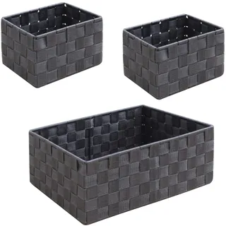 wm Homebase 3er Set Aufbewahrungskörbe geflochten Aufbewahrungskorb Polypropylen Badkorb in Grau